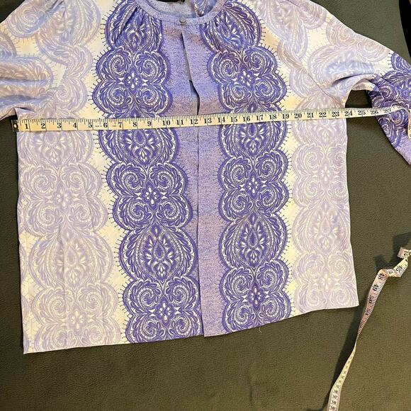 Bob Mackie Wearable Art Cardigan Sz Large Purple Paisley Sheer Lightweight Top - Picture 8 of 9